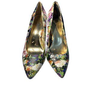 1.4.3 Girl Owamnda Women's size 7M Floral Print pointed toe classic pumps shoes